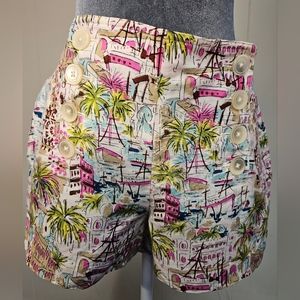J. Crew High Waist Pink and White Shorts